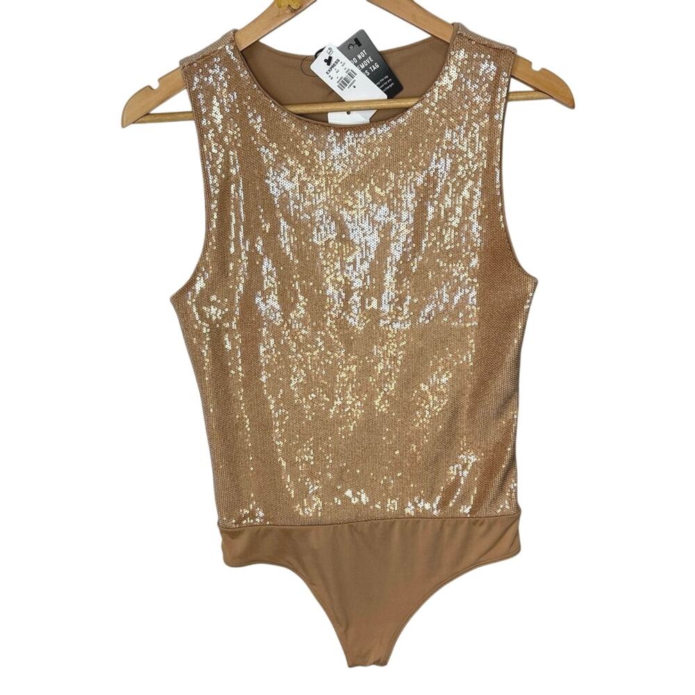 Express Body Contour Sequence Crew Neck Bodysuit Size Medium NWT